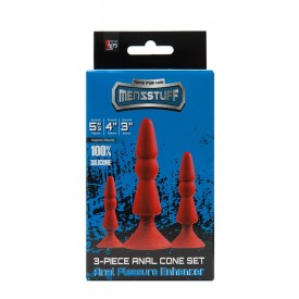 Набор из красных анальных силиконовых втулок MENZSTUFF 3-PIECE ANAL CONE SET